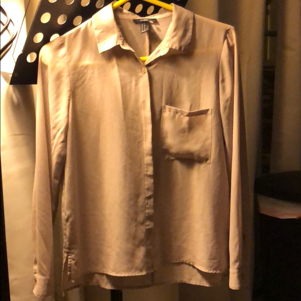Forever 21 Sheer Long Sleeve Button Up
